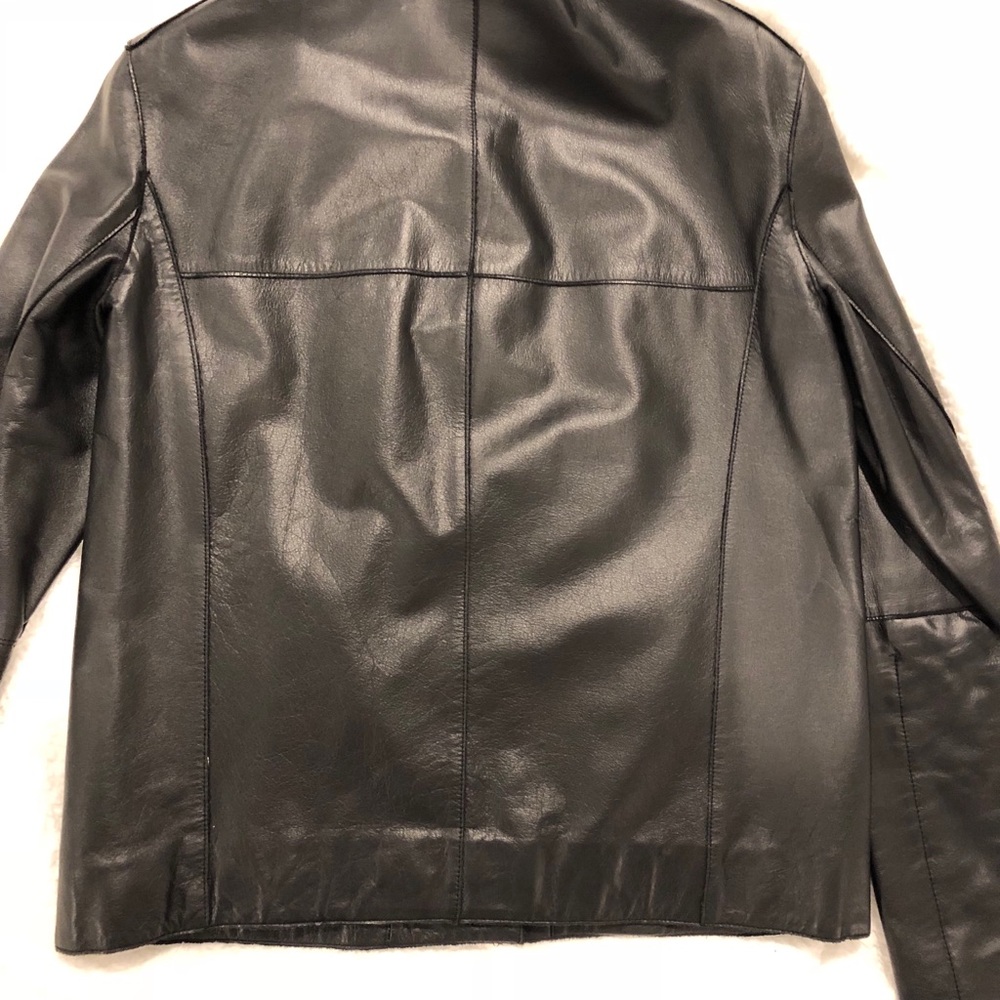 Max Studio 100% black leather jacket - Picture 2 of 5